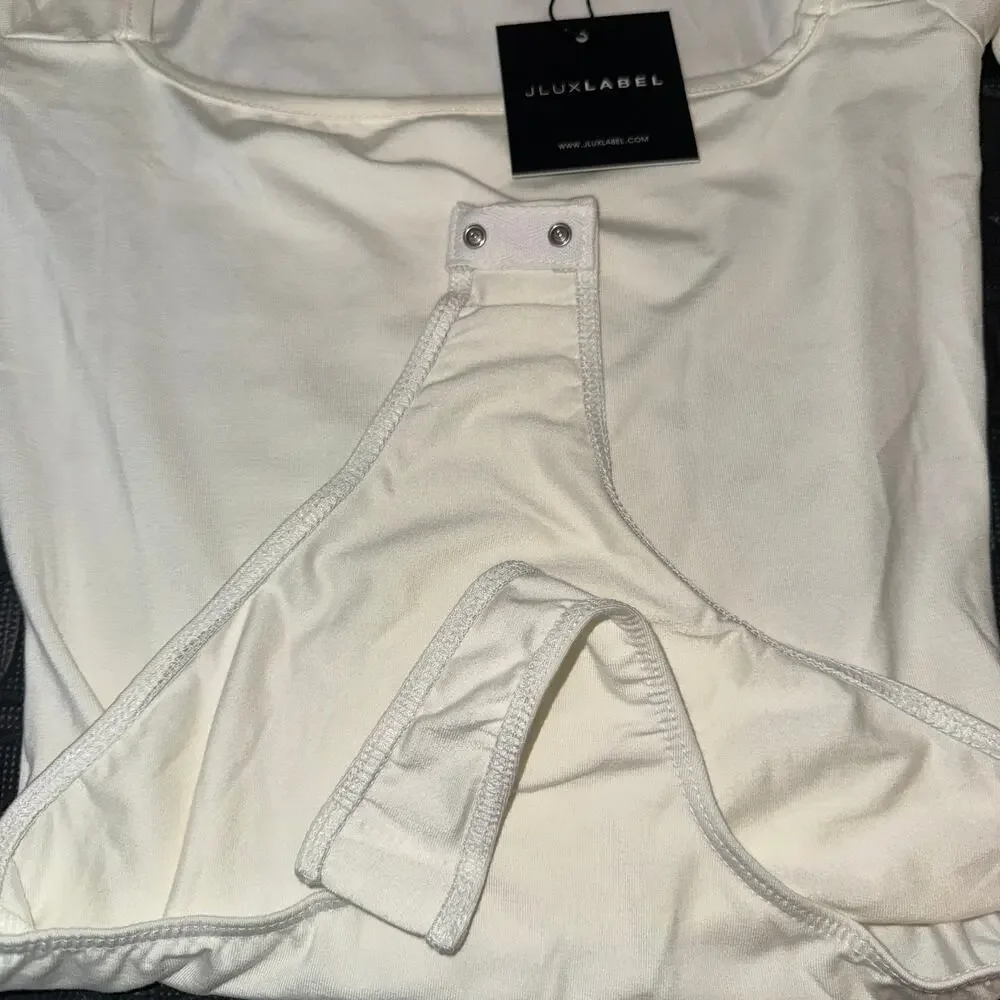 NEW Long Sleeve Bodysuit Ivory JLUXLABEL Stretch Size M - Picture 6 of 16